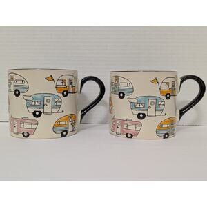 Spectrum Designz Camper Trailer Mugs Set of 2 Retro RV Pattern Coffee Cups